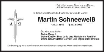 Traueranzeige von Martin Schneeweiß von Ansbach