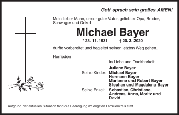 Traueranzeige von Michael Bayer von Dinkelsbühl/ Feuchtwangen
