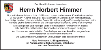 Traueranzeige von Norbert Himmer von Ansbach