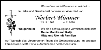 Traueranzeige von Norbert Himmer von Neustadt/ Scheinfeld/ Uffenheim