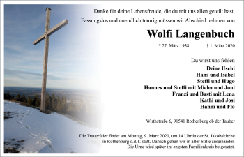 Traueranzeige von Wolfi Langenbuch von Rothenburg