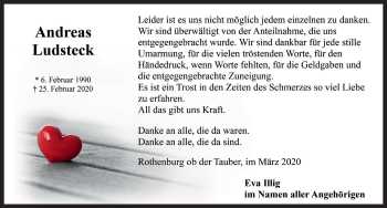 Traueranzeige von Andreas Ludsteck von Rothenburg