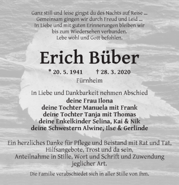 Traueranzeige von Erich Büber von Dinkelsbühl/ Feuchtwangen