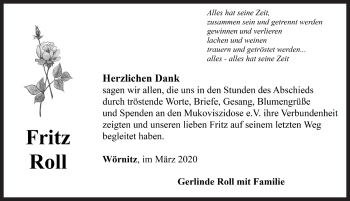 Traueranzeige von Fritz Roll von Rothenburg