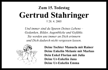 Traueranzeige von Gertrud Stahringer von Neustadt/ Scheinfeld/ Uffenheim