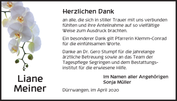 Traueranzeige von Liane Meiner von Dinkelsbühl/ Feuchtwangen