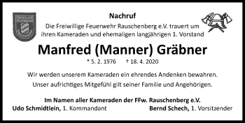 Traueranzeige von Manfred Gräbner von Neustadt/ Scheinfeld/ Uffenheim