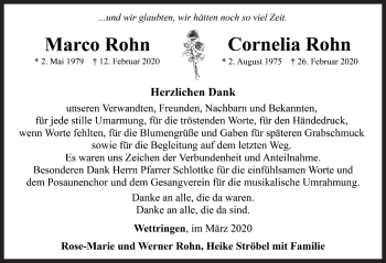 Traueranzeige von Marco Rohn von Rothenburg