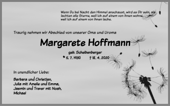 Traueranzeige von Margarete Hoffmann von Ansbach