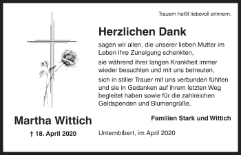 Traueranzeige von Martha Wittich von Ansbach