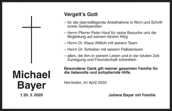 Traueranzeige von Michael Bayer von Dinkelsbühl/ Feuchtwangen