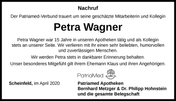 Traueranzeige von Petra Wagner von Neustadt/ Scheinfeld/ Uffenheim