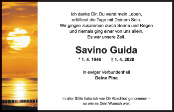 Traueranzeige von Savino Guida von Ansbach