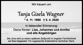 Traueranzeige von Tanja Gisela Wagner von Dinkelsbühl/ Feuchtwangen