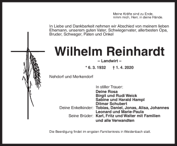 Traueranzeige von Wilhelm Reinhardt von Ansbach