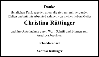 Traueranzeige von Christina Rüttinger von Neustadt/ Scheinfeld/ Uffenheim