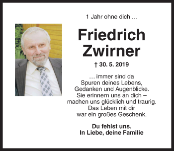 Traueranzeige von Friedrich Zwirner von Dinkelsbühl/ Feuchtwangen