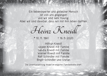 Traueranzeige von Heinz Kneidl von Ansbach