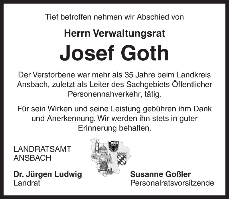  Traueranzeige für Josef Goth vom 06.05.2020 aus GE