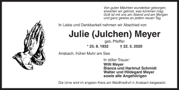 Traueranzeige von Julie Meyer von AB