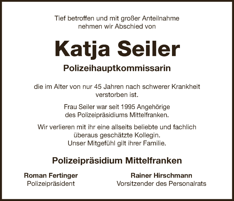  Traueranzeige für Katja Seiler vom 27.05.2020 aus GE