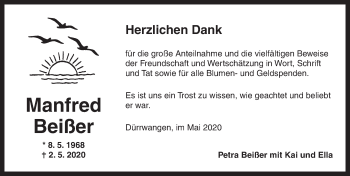 Traueranzeige von Manfred Beißer von Dinkelsbühl/ Feuchtwangen