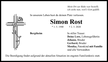 Traueranzeige von Simon Rost von Neustadt/ Scheinfeld/ Uffenheim