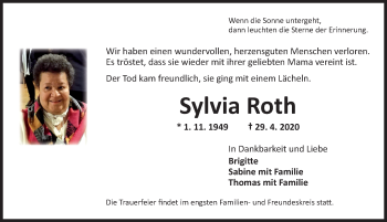 Traueranzeige von Sylvia Roth von Ansbach