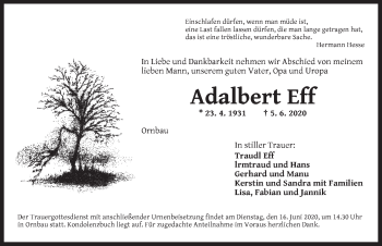 Traueranzeige von Adalbert Eff von Ansbach