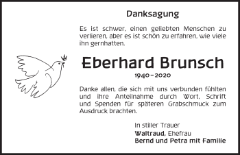 Traueranzeige von Eberhard Brunsch von Dinkelsbühl/ Feuchtwangen