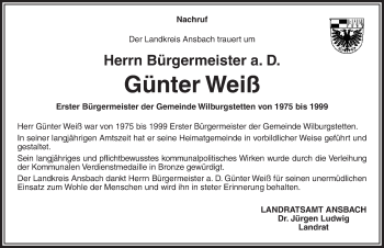 Traueranzeige von Günter Weiß von AB