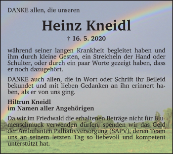 Traueranzeige von Heinz Kneidl von Ansbach