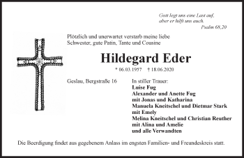 Traueranzeige von Hildegard Eder von Rothenburg