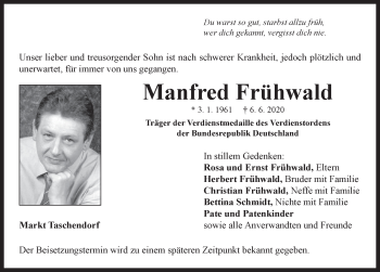 Traueranzeige von Manfred Frühwald von Neustadt/ Scheinfeld/ Uffenheim