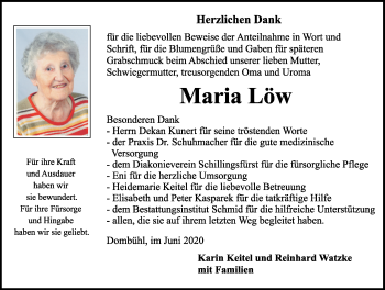 Traueranzeige von Maria Löw von Ansbach