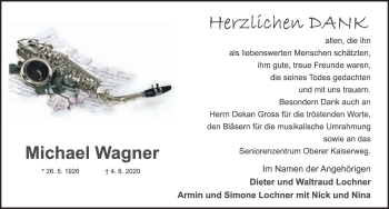 Traueranzeige von Michael Wagner von Rothenburg