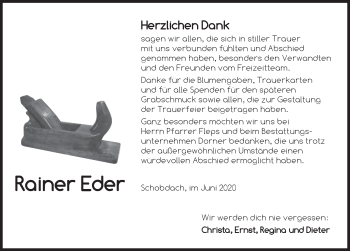 Traueranzeige von Rainer Eder von Dinkelsbühl/ Feuchtwangen