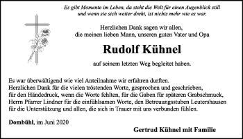 Traueranzeige von Rudolf Kühnel von Rothenburg