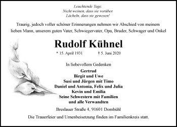 Traueranzeige von Rudolf Kühnel von Fränkische Landeszeitung