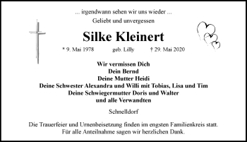 Traueranzeige von Silke Kleinert von Fränkische Landeszeitung