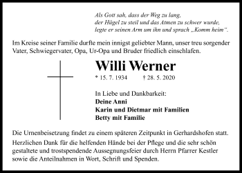 Traueranzeige von Willi Werner von Neustadt/ Scheinfeld/ Uffenheim