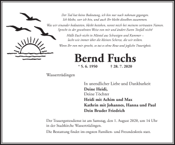 Traueranzeige von Bernd Fuchs von Dinkelsbühl/ Feuchtwangen