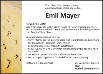 Traueranzeige von Emil Mayer von Ansbach