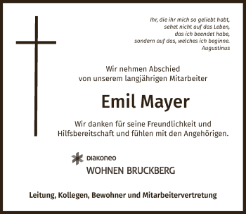 Traueranzeige von Emil Mayer von Ansbach