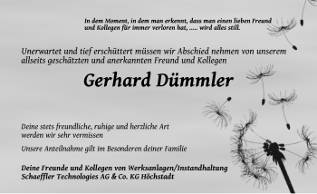 Traueranzeige von Gerhard Dümmler von Neustadt/ Scheinfeld/ Uffenheim