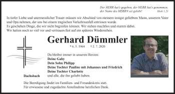 Traueranzeige von Gerhard Dümmler von Neustadt/ Scheinfeld/ Uffenheim