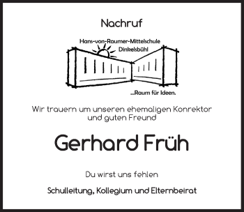 Traueranzeige von Gerhard Früh von Dinkelsbühl/ Feuchtwangen