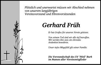 Traueranzeige von Gerhard Früh von Dinkelsbühl/ Feuchtwangen