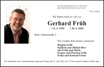 Traueranzeige von Gerhard Früh von Dinkelsbühl/ Feuchtwangen