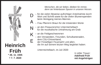 Traueranzeige von Heinrich Früh von Dinkelsbühl/ Feuchtwangen